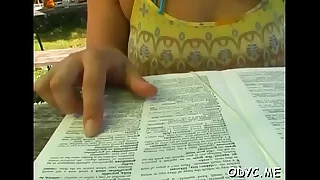 Plump age-old dude gets learn of sucked wide of blindfolded teen and fucks